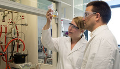 Stefanie Krüger und Prof. Dr. Andreas Taubert im Labor. Foto: Karla Fritze