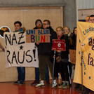 Studierende protestieren gegen die Einladung der Landtagsabgeordneten der AfD. Foto: Tobias Hopfgarten