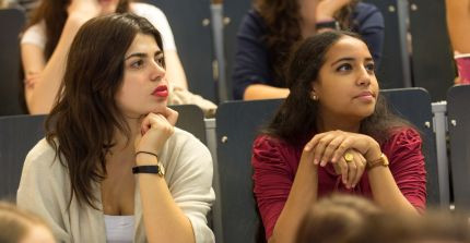 Students in a lecture hall; photo: Karla Fritze