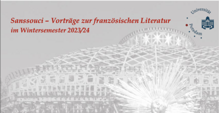 Plakat Sanssouci Vortrag "Monographie, Mallarmé – Der Würfelwurf" am 31. Januar 2024, um 12.15 Uhr, in Raum 1.19.1.21 Prof. Wehle