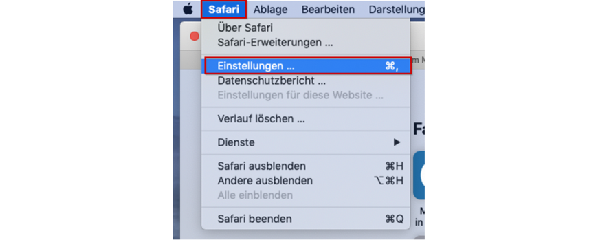 Einstellungen Safari Browser