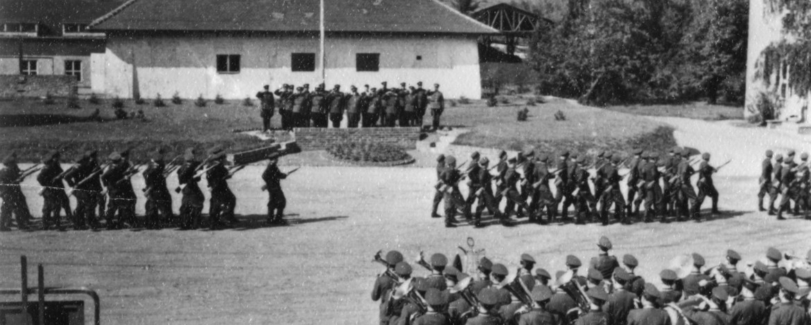 Military ceremony for graduates in 1957