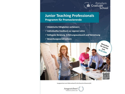Ausschreibungsposter für das Junior Teaching Professionals Progamm