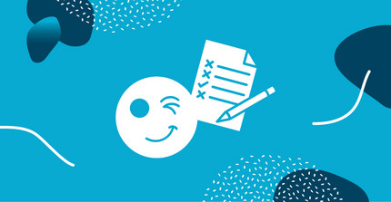 Smiley & Document Icon on a blue Background
