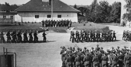Military ceremony for graduates in 1957