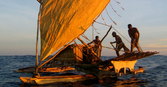 TePuke Segelboot von der Insel Taumako in der Santa-Cruz-Gruppe der Salomonen
