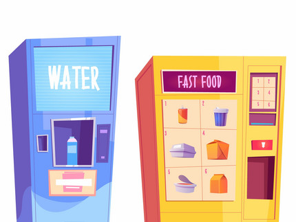 Drawing of two vending machines in comic style Drawing of two vending machines in comic style