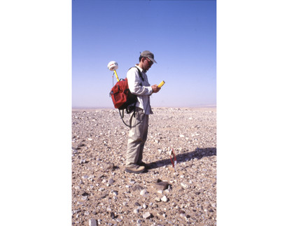 Frank Scherbaum doing fieldwork in the desert.