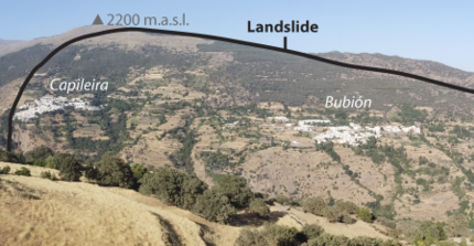 A settlement on a large landslide (image: Joaquin Ferrer)