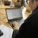 Participant of the DH Jewish Hackathon working.