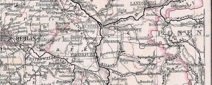 Ausschnitt Provinz Brandenburg 1905 mit der Lage von Reppen