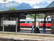 People waiting in a train station