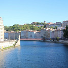 Saone near Lyon, view to the city