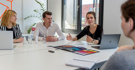 Die drei Start-up-Gründer Carina Höltge, Maximilian Noah und Linda Suhm. | Foto: Tobias Hopfgarten.