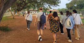Students out and about on the campus of the University of Accra