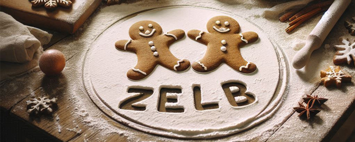 Lebkuchen, die in einem Mehlkreis liegen. Ins Mehl ist das Wort ZeLB geschrieben