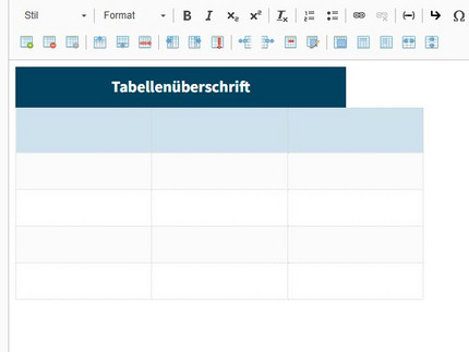 Im Textfeld wurde nun eine leere Tabelle nach Ihren Vorgaben erzeugt