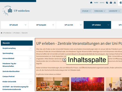 Farblich hervorgehobene Darstellung des Inhaltsbereichs Farblich hervorgehobene Darstellung des Inhaltsbereichs