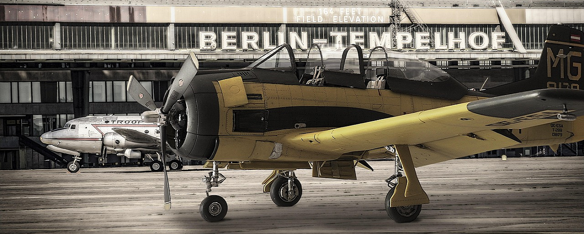 airplane in front of the former Tempelhof airport building - 