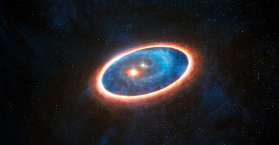 Distribution of dust and gas in the multiple-star system GG Tau-A. Photo: ESO/L. Calçada