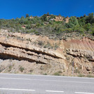 Verwerfung im Isabena-Tal (Spanien) aus dem Ablagerungstyp eines anastomosierenden Flusses