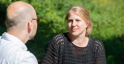 Frederike Offizier während des Interviews.