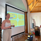 Sarah giving a talk