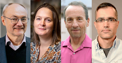 Die Wissenschaftler*innen hinter dem IRASTRO-Projekt (von links): Prof. Dr. Peter Saalfrank, Prof. Dr. Liv Hornekær, Prof. Dr. Alec Wodtke, Dr. Varun Verma