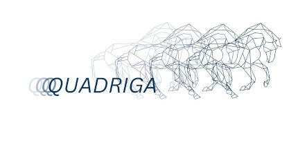 Schriftzug Quadriga mit Grafik Pferd