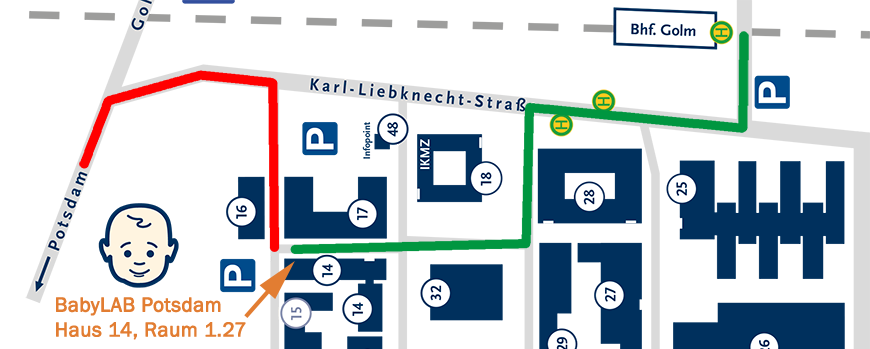 Map of the location of the BabyLAB on the campus Golm