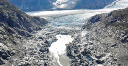 Lake No Lake, an ice-dammed lake in British Columbia. Drone photo by Georg Veh