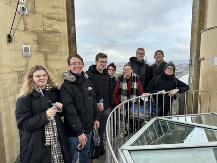 Excursion participants on the tower of Dresden's Frauenkirche