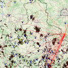 Kartenansicht, die die geringe seismische Stationsdichte im betreffenden Gebiet darstellt 