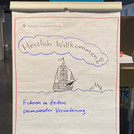 Flipchartbild mit Herzlich Willkommen zum Programm "Führen in Zeiten permanenter Veränderungen".