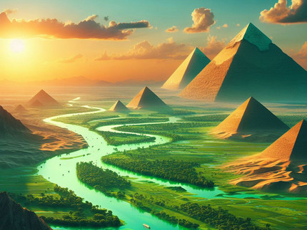 Pyramiden und Fluss