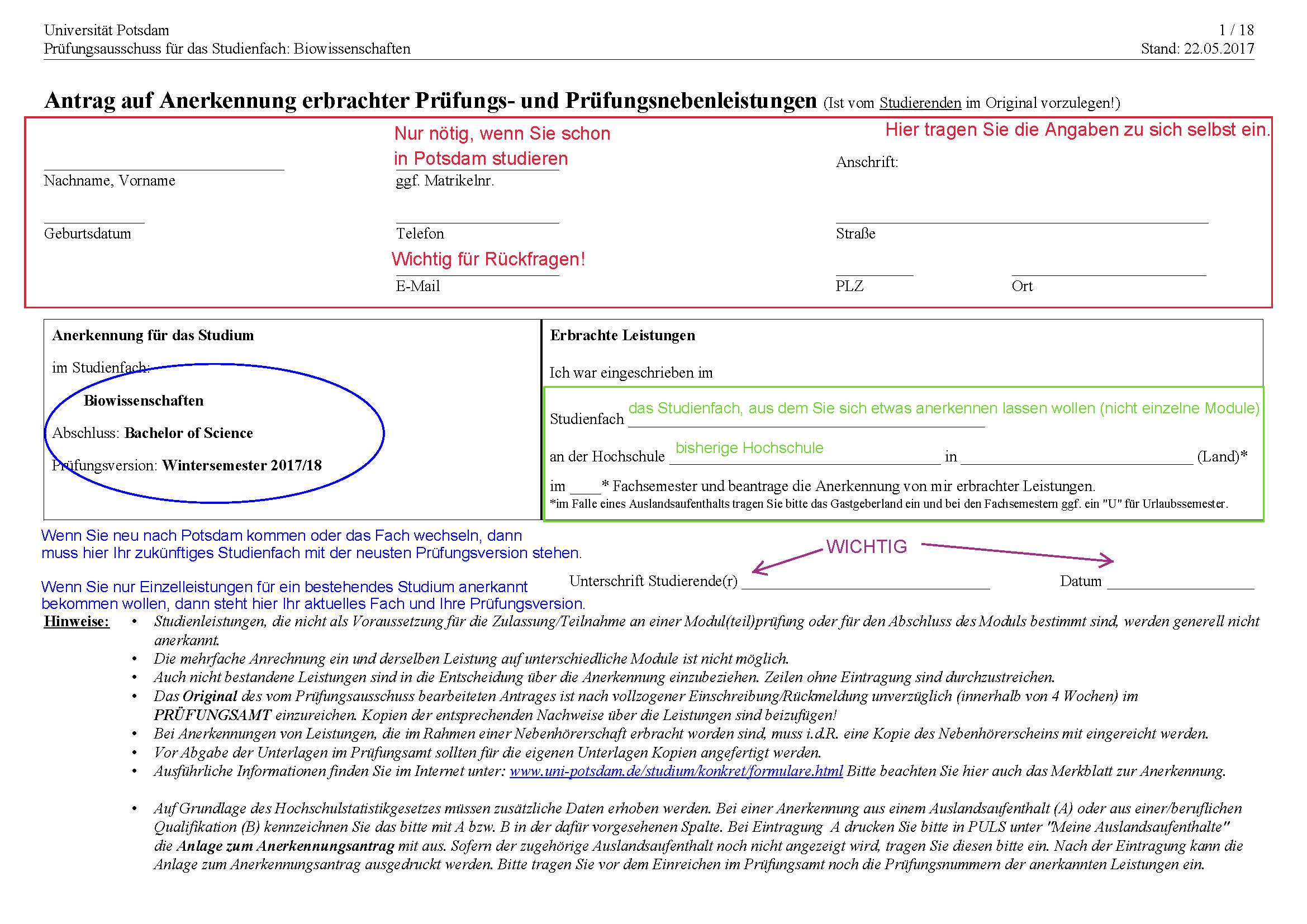 Anerkennung Von Leistungen - Beratung Und Formulare - Studium Und Lehre ...